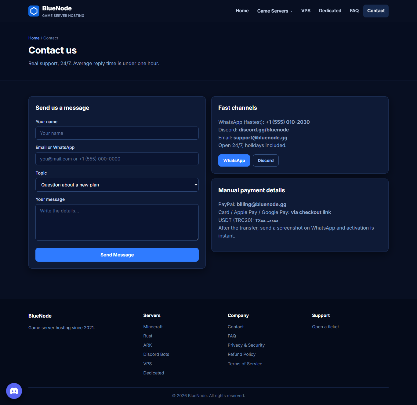 BlueNode - Game Server Hosting Website - Screenshot 53